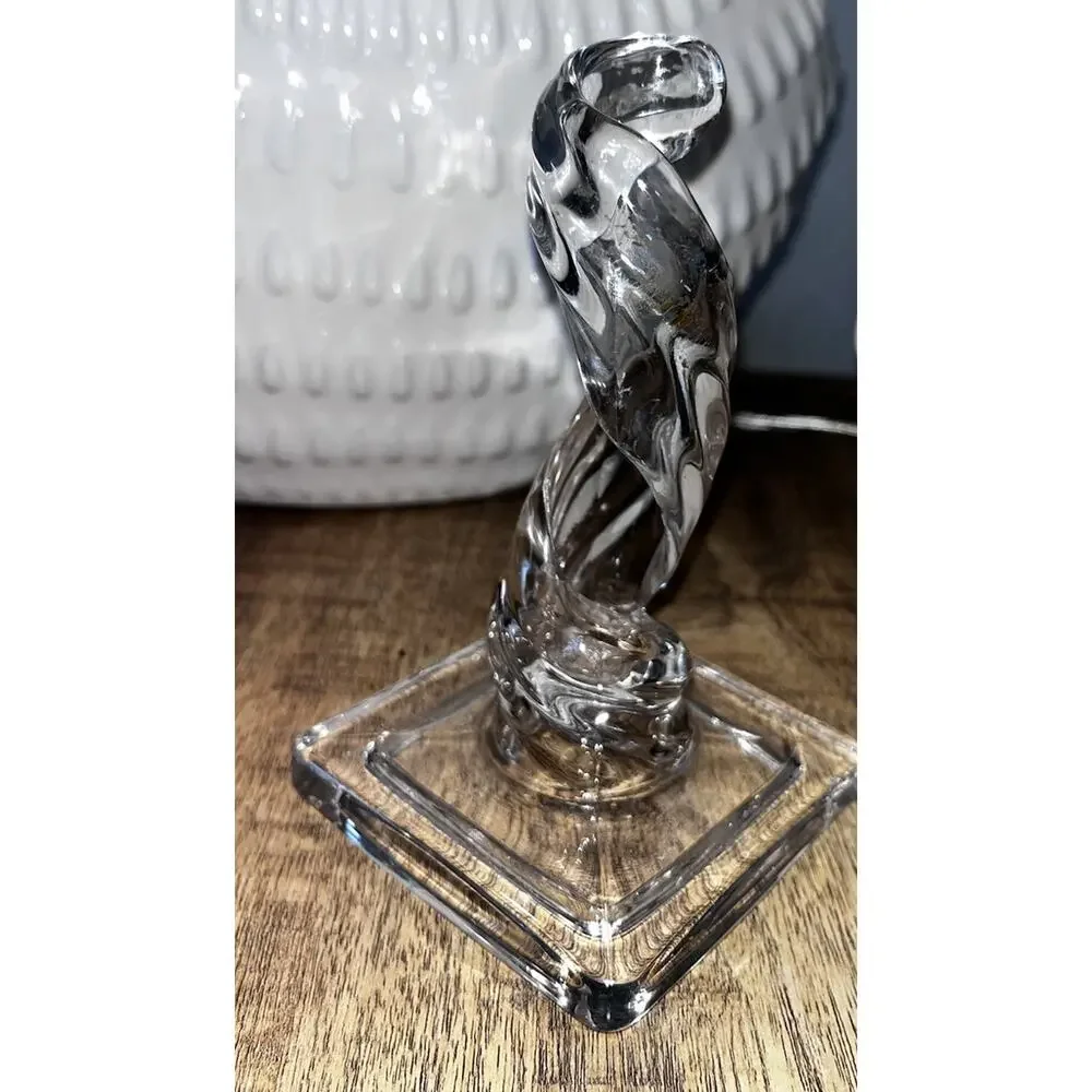 Vintage Twisted Stem Elegant Clear Glass Candle Holder 6.25 Inches Height